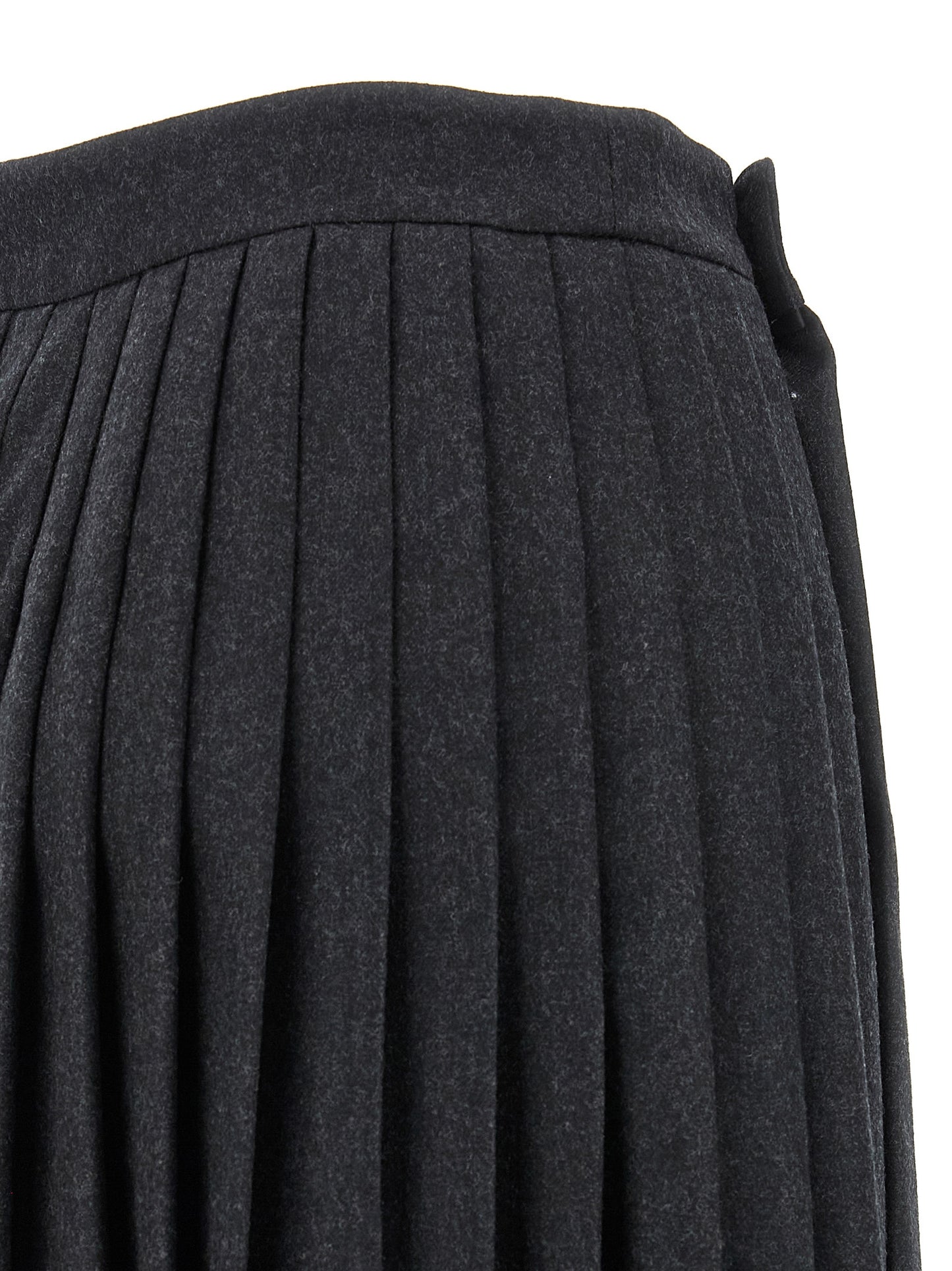 Prada Gray Virgin Wool Midi Skirt