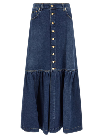 Dolce & Gabbana Blue Cotton Mini Skirt