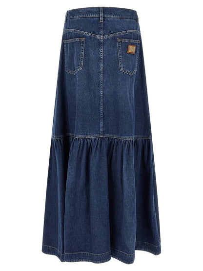 Dolce & Gabbana Blue Cotton Mini Skirt