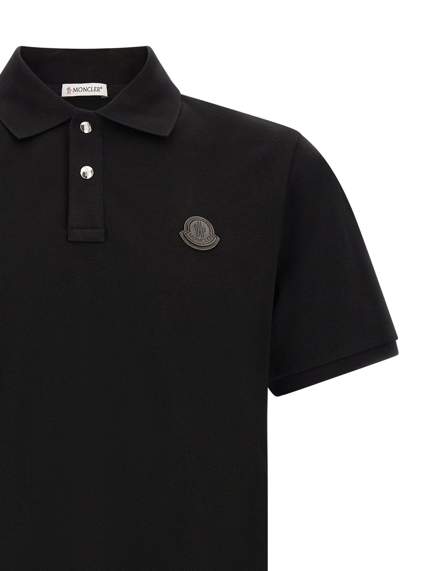 Moncler Black Leather Polo Shirt