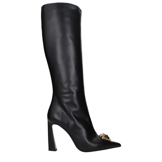 Bottes Versace femme en cuir noir – VE-15570345296137