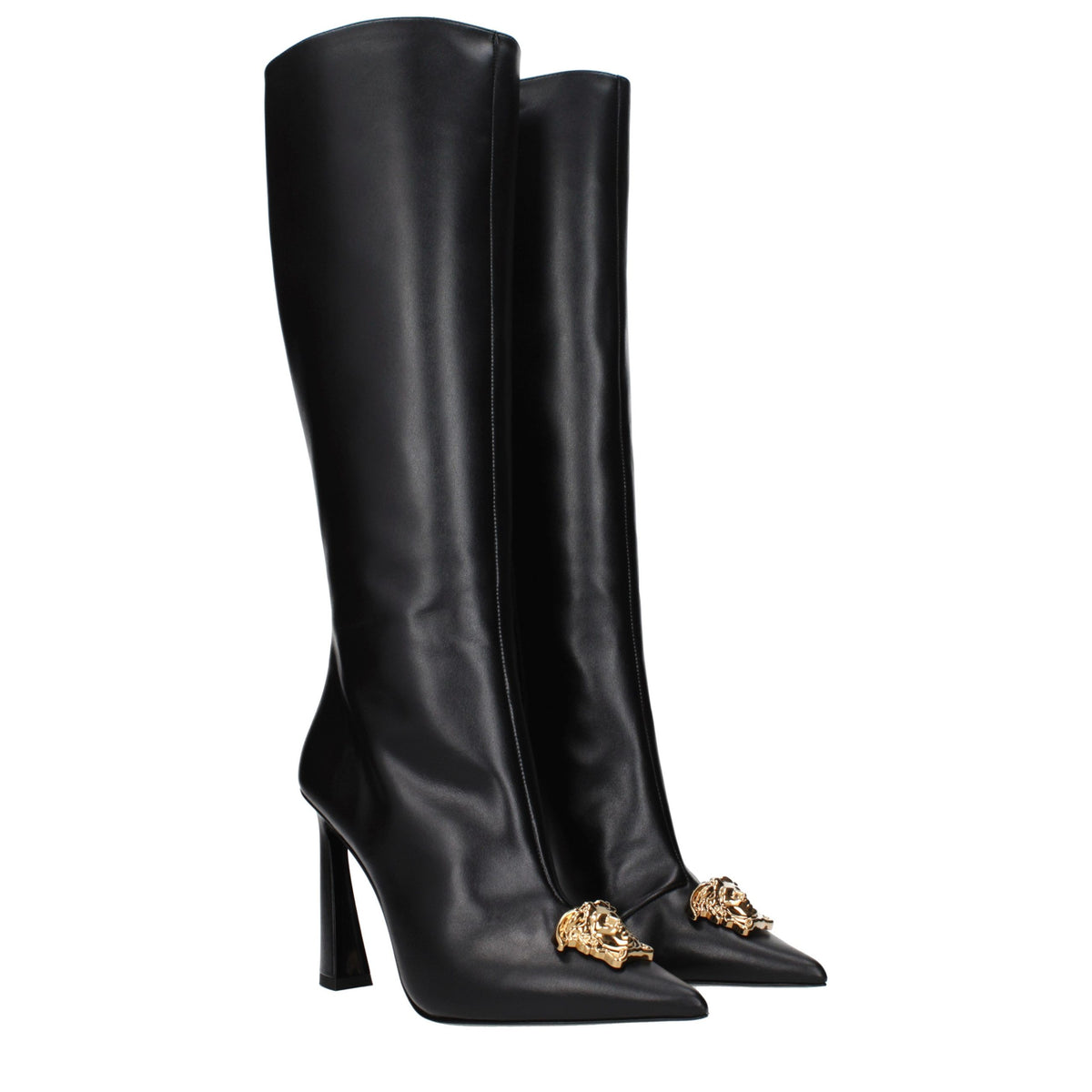 Bottes Versace femme en cuir noir – VE-15570345296137