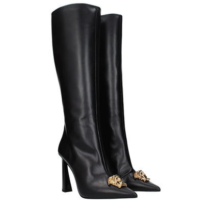 Bottes Versace femme en cuir noir – VE-15570345296137