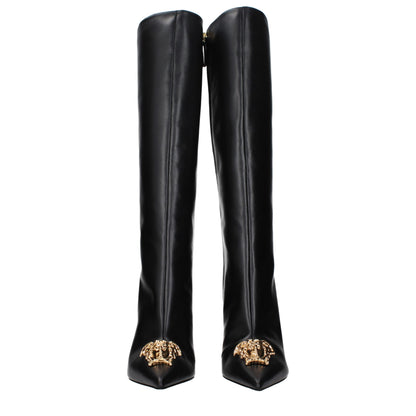 Bottes Versace femme en cuir noir – VE-15570345296137
