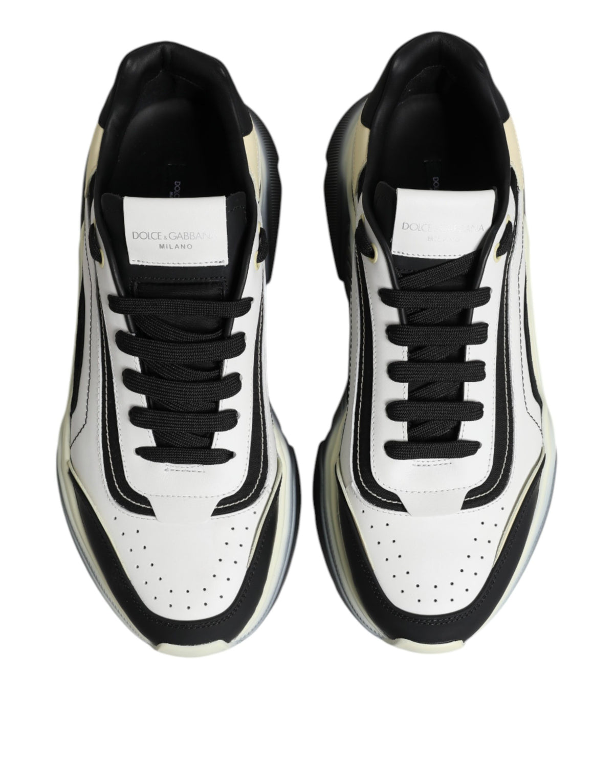 Baskets Dolce & Gabbana homme Daymaster en cuir de veau blanc et noir – MV8958