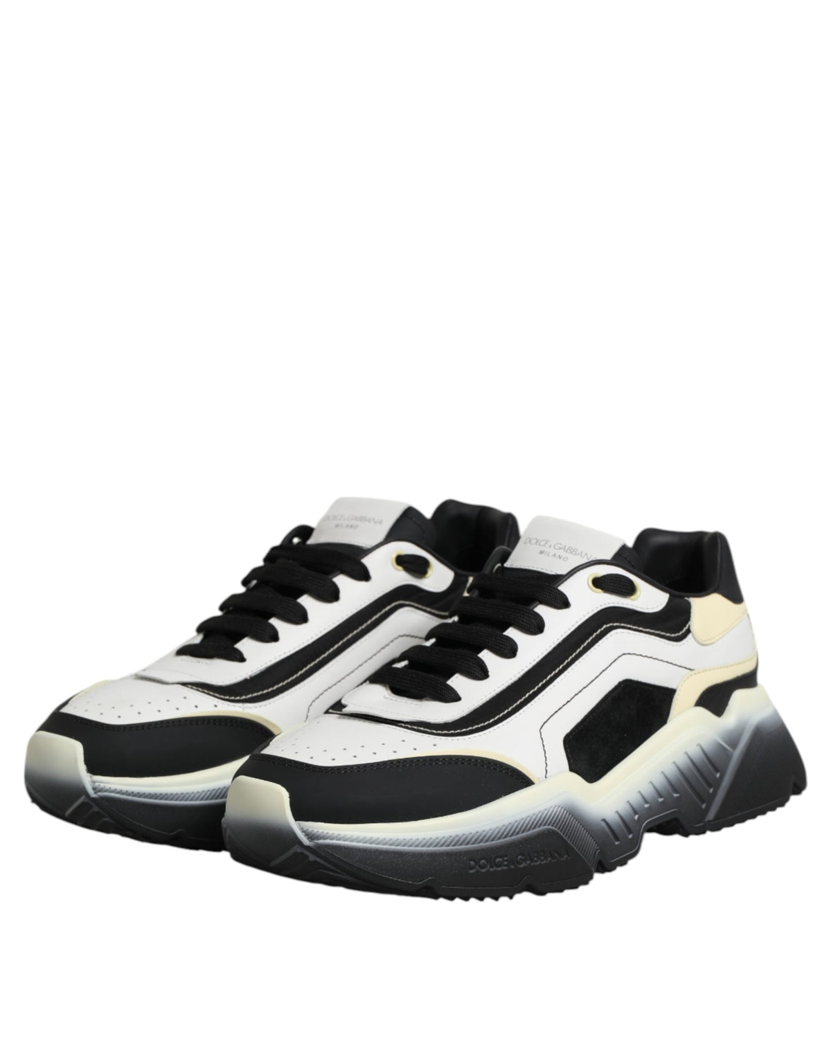 Baskets Dolce & Gabbana homme Daymaster en cuir de veau blanc et noir – MV8958