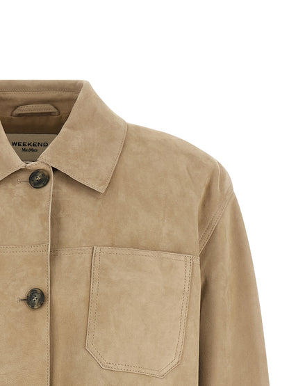 Max Mara Beige Lamb Leather Leather Jacket