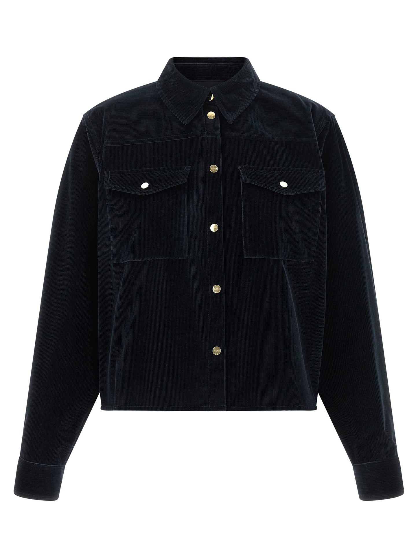 Max Mara Blue Cotton Full-Length Jacket