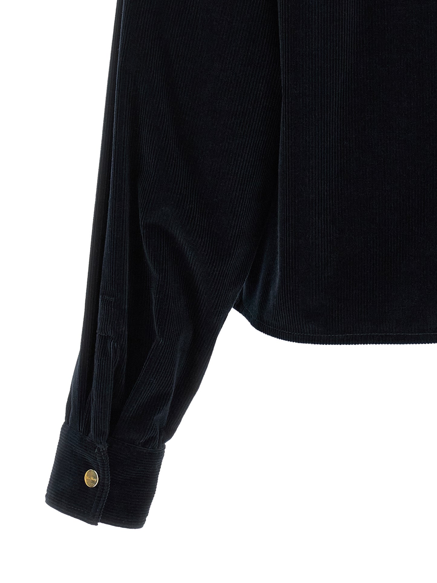 Max Mara Blue Cotton Full-Length Jacket