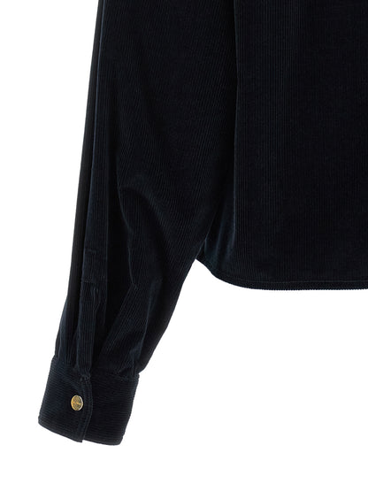 Max Mara Blue Cotton Full-Length Jacket