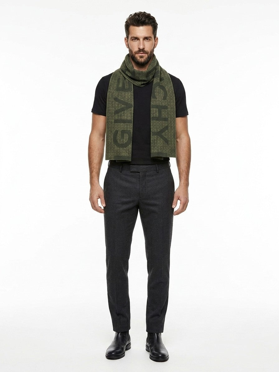 Écharpe Givenchy homme en laine, cachemire et soie verte – GIGV3518J5285002SG