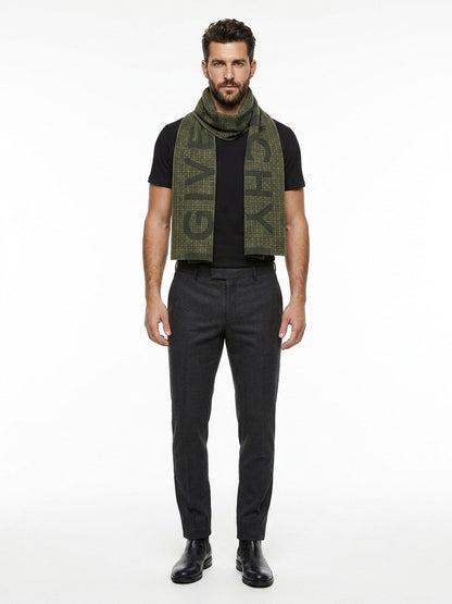 Écharpe Givenchy homme en laine, cachemire et soie verte – GIGV3518J5285002SG