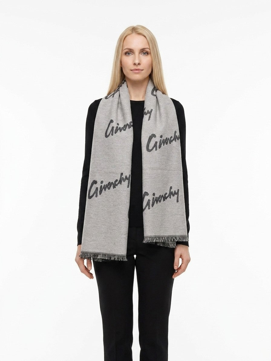 Écharpe Givenchy femme en laine et cachemire grise – GIGW7020J5089001SG