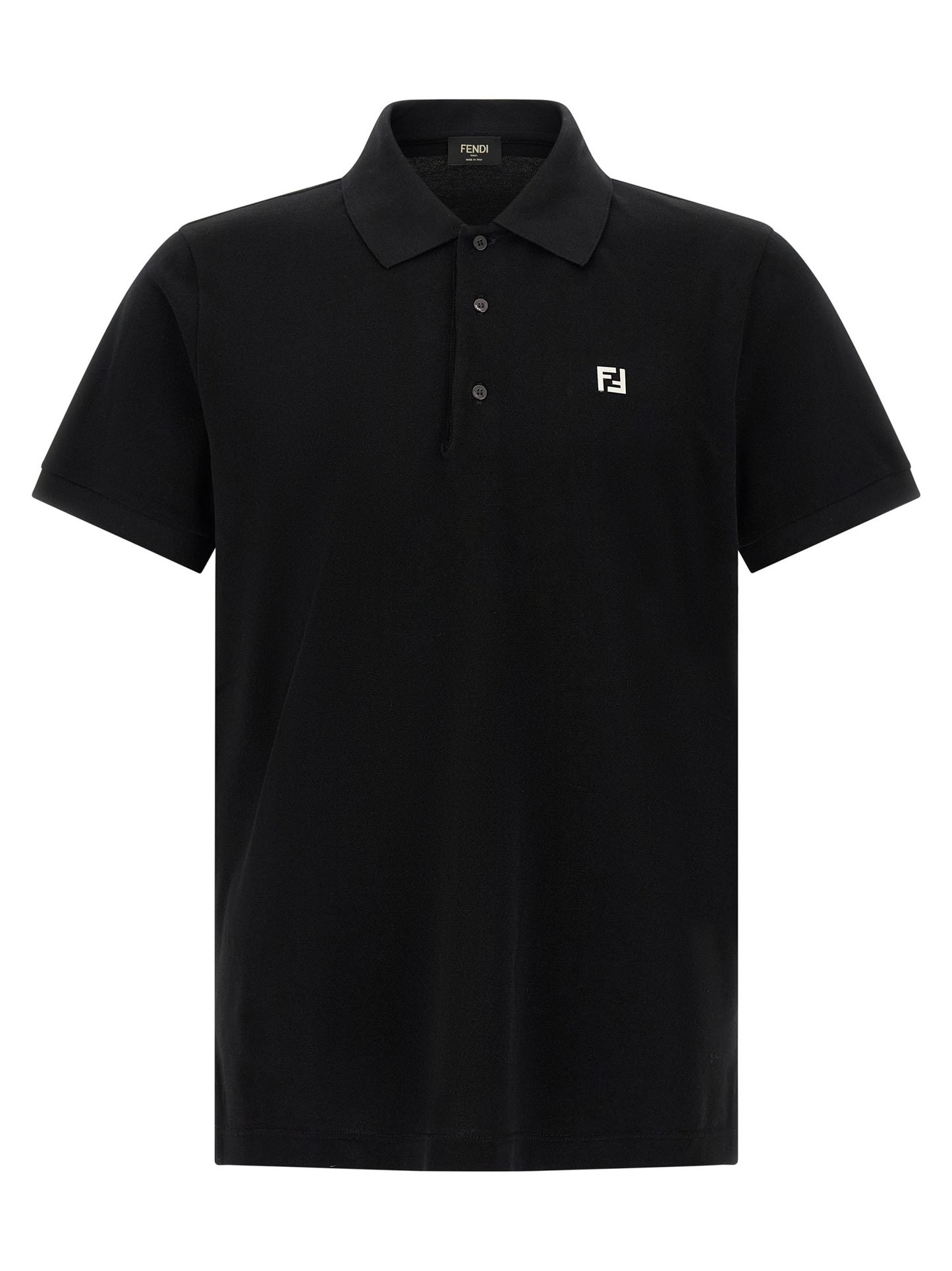 Fendi Black Cotton Polo Shirt