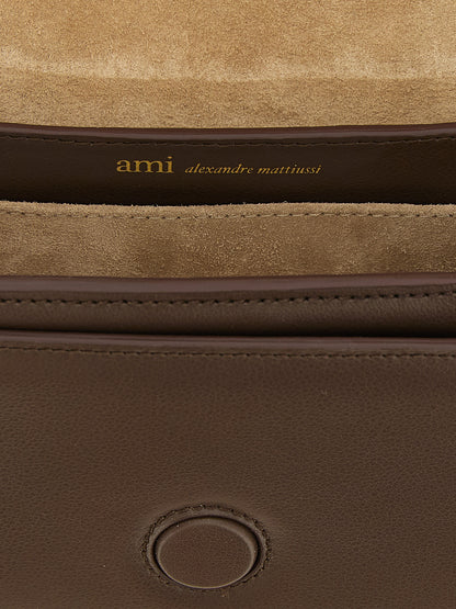 Ami Paris Brown Cowhide Shoulder Bag