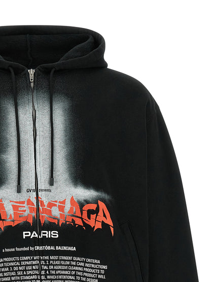 Sweat à capuche Balenciaga homme The Door en coton noir – BA-341696