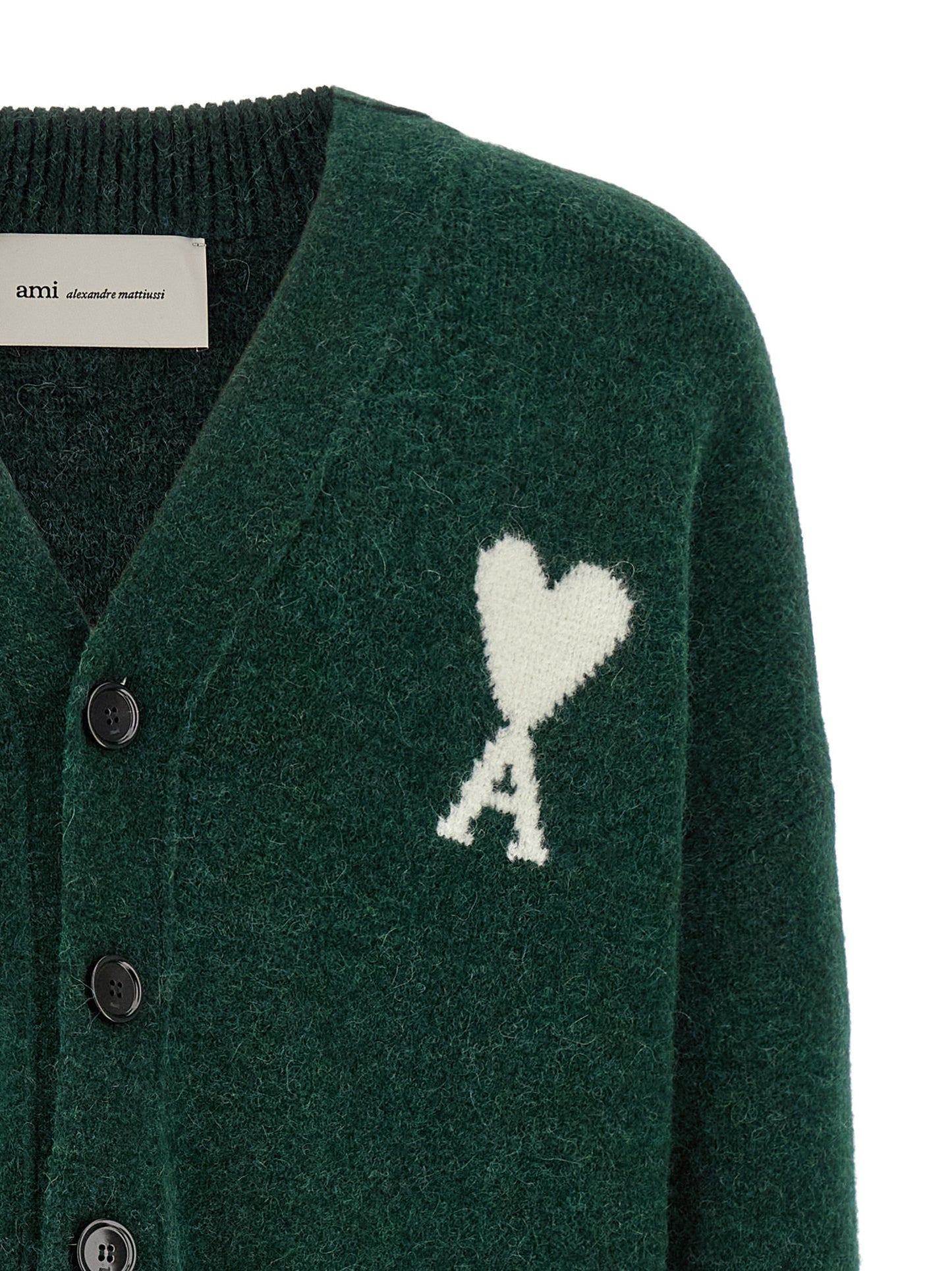 Ami Paris Bicolor Alpaca Leather Cardigan