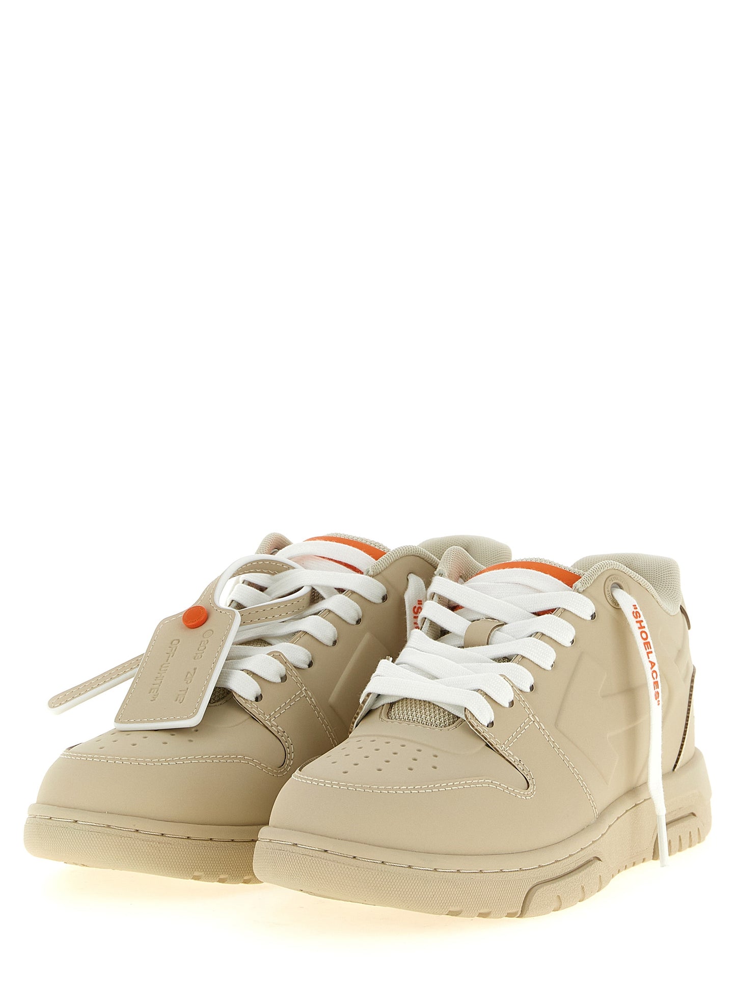 Off-White Beige Plastic Athletic Sneakers