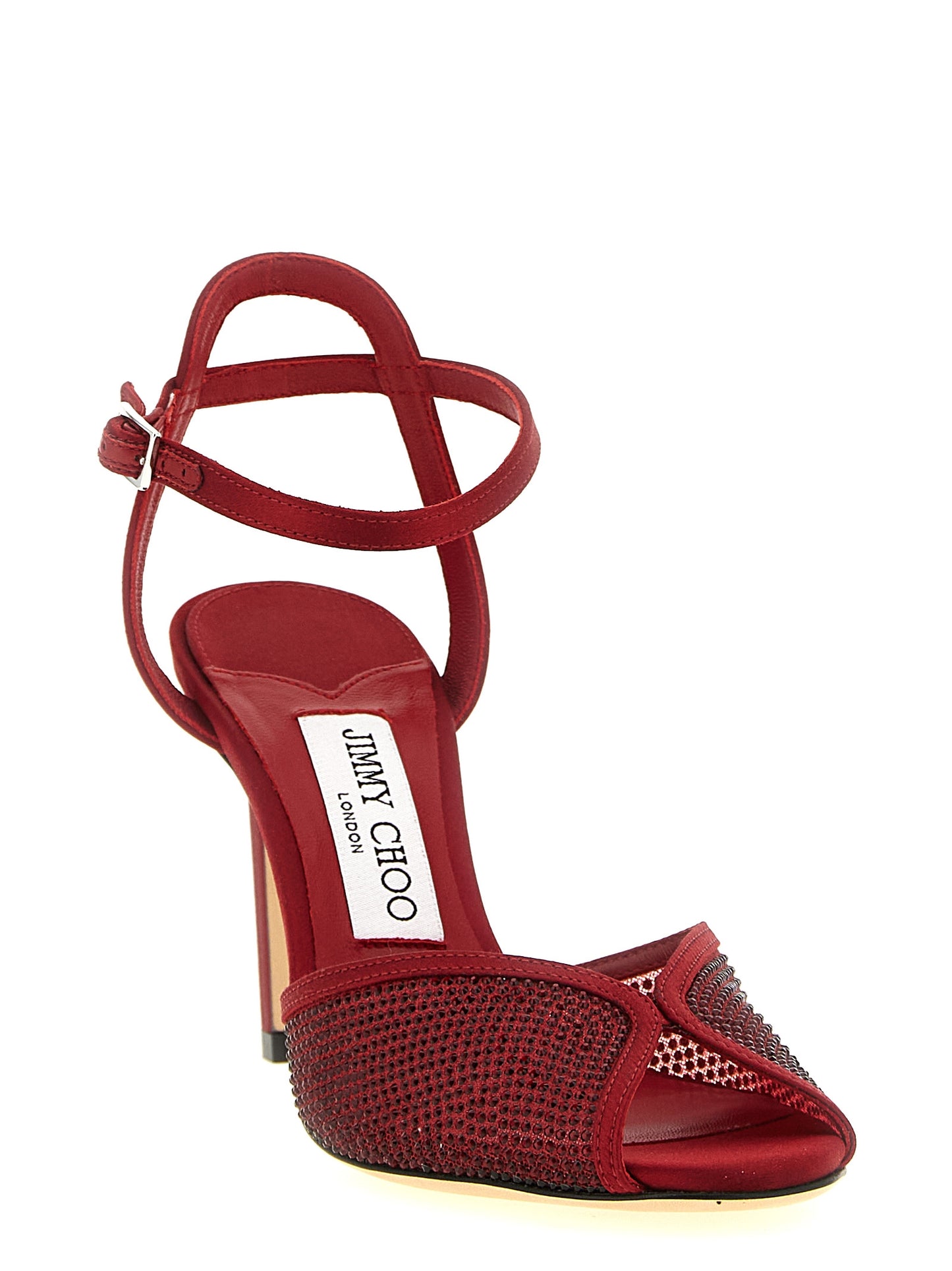Jimmy Choo Red Lamb Leather Stiletto Heel Sandals