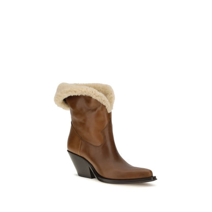 Chloé Brown Calf Leather Bos Taurus Ankle Boots