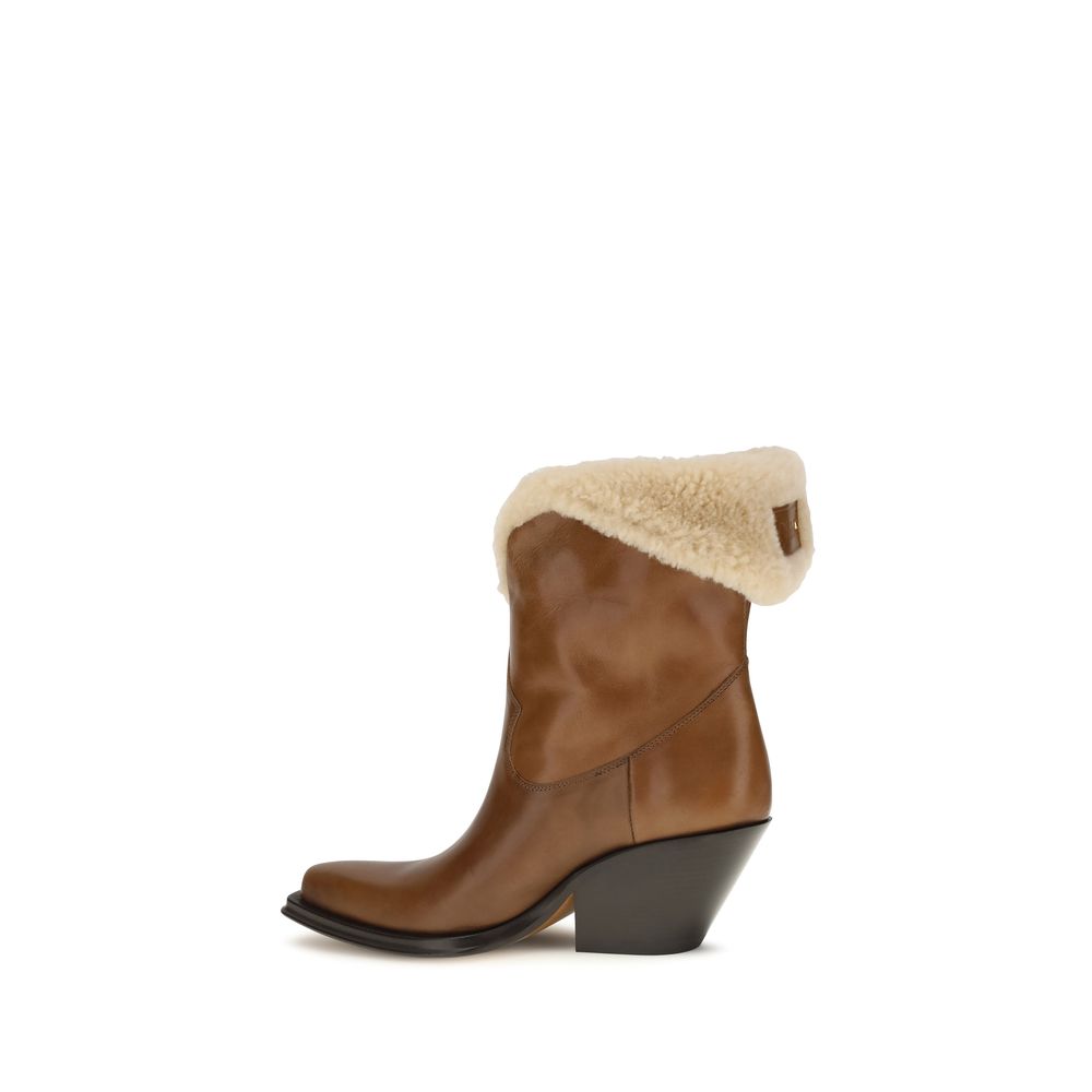 Chloé Brown Calf Leather Bos Taurus Ankle Boots