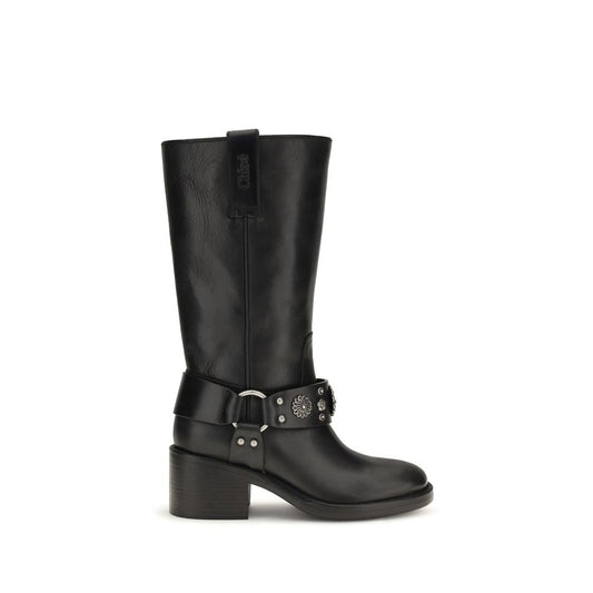 Chloé Black Calf Leather Bos Taurus Flat Boots