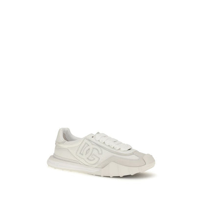 Dolce & Gabbana White Calf Leather Bos Taurus Athletic Sneakers