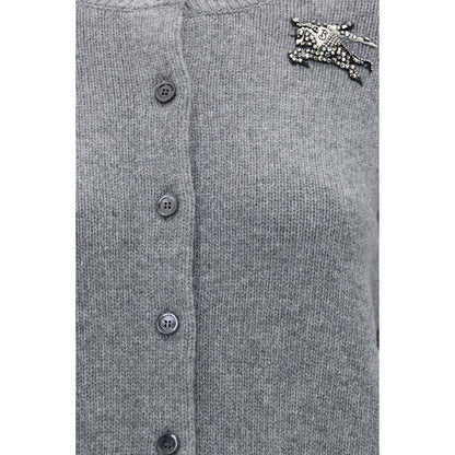 Burberry Gray Wool Oves Aries Cardigan