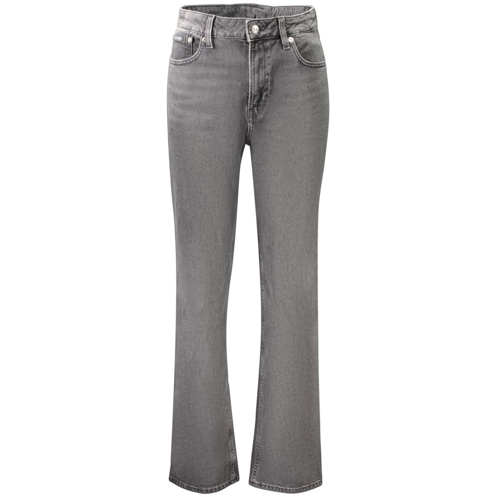 Jean Calvin Klein femme High Rise Straight en coton noir – CA-47364