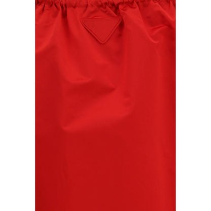 Prada Red Silk Midi Skirt
