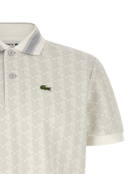 Lacoste White Polyester Polo Shirt