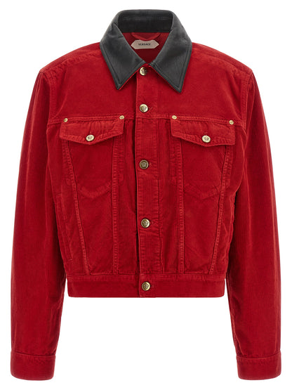 Versace Red Cotton Full-Length Jacket
