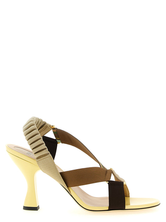 Fendi Multicolor Viscose Stiletto Heel Sandals