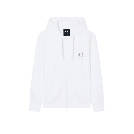 Sweat à capuche zippé Armani Exchange homme XM000371 AF10818 en coton blanc – AR-15947400008