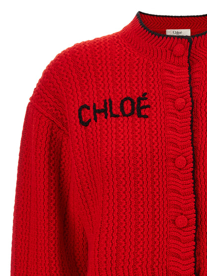 Chloé Red Wool Cardigan