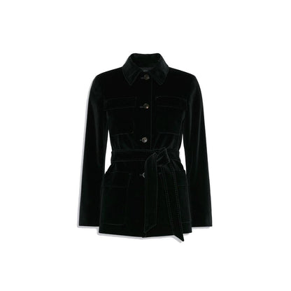Max Mara Black Cotton Full-Length Jacket