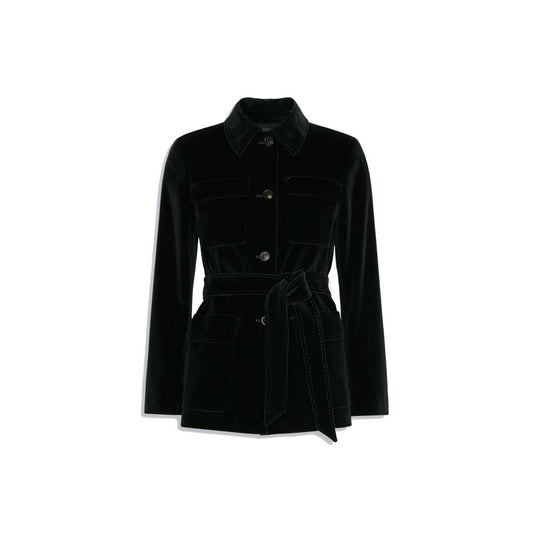 Max Mara Black Cotton Full-Length Jacket