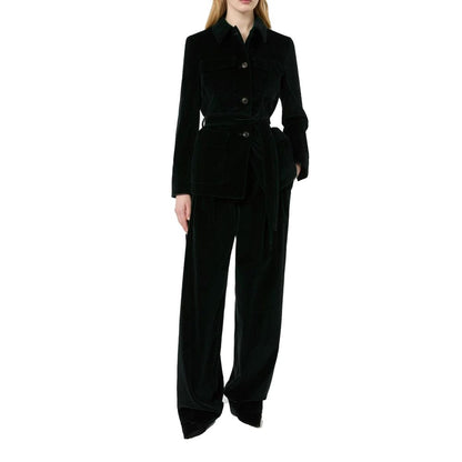 Max Mara Black Cotton Full-Length Jacket