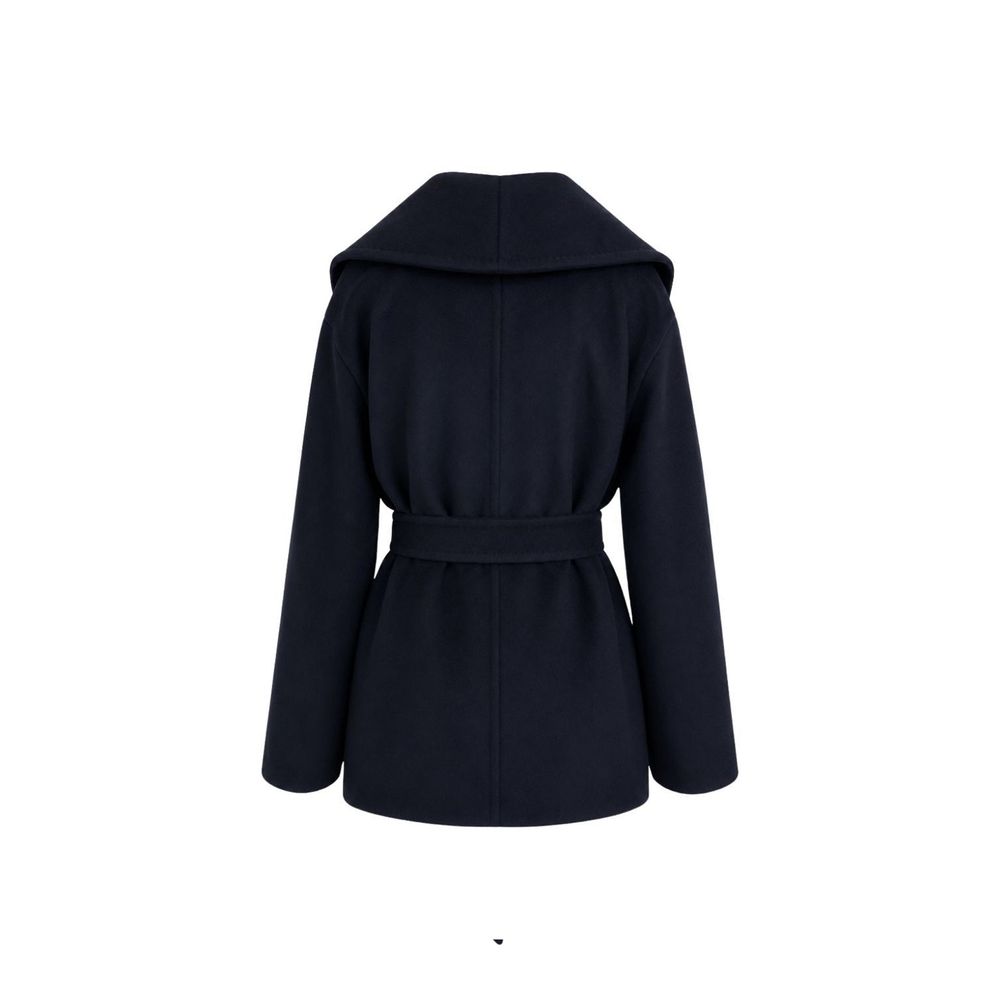 Max Mara Blue Virgin Wool Full-Length Jacket