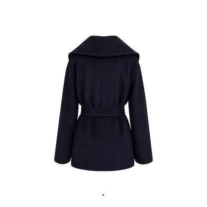 Max Mara Blue Virgin Wool Full-Length Jacket