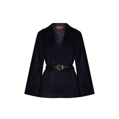 Max Mara Blue Virgin Wool Full-Length Jacket
