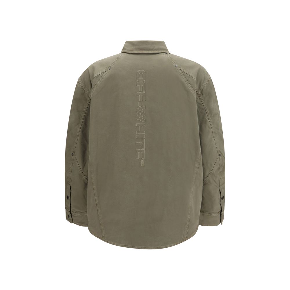 Off-White Bicolor Cotton Full-Length Jacket
