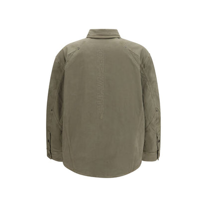 Off-White Bicolor Cotton Full-Length Jacket