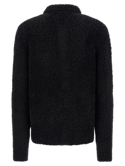 Dolce & Gabbana Black Alpaca Leather Cardigan