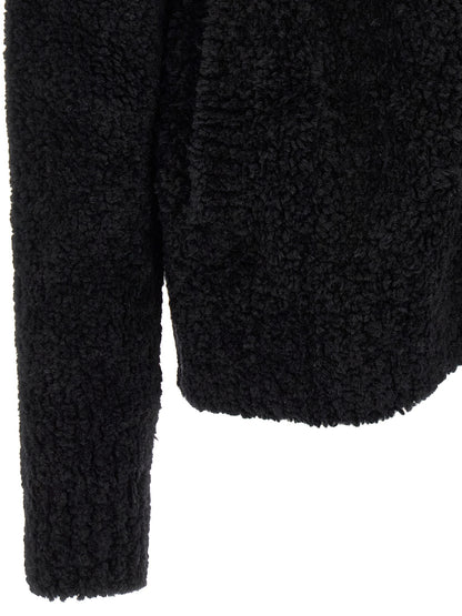 Dolce & Gabbana Black Alpaca Leather Cardigan