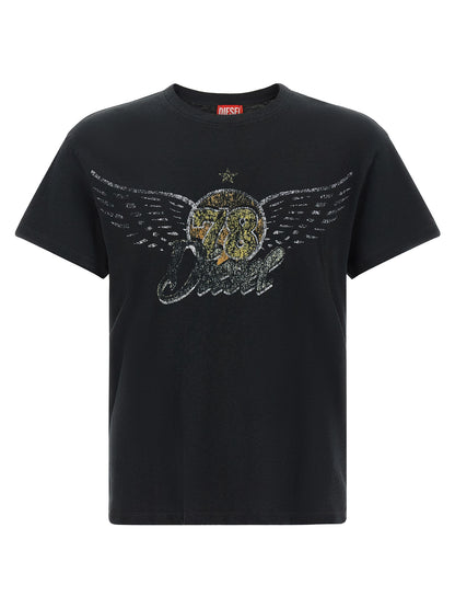 T-shirt Diesel T-Gerio-A en coton et chanvre noir – DI-343511