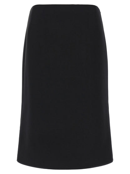 Fendi Black Wool Midi Skirt