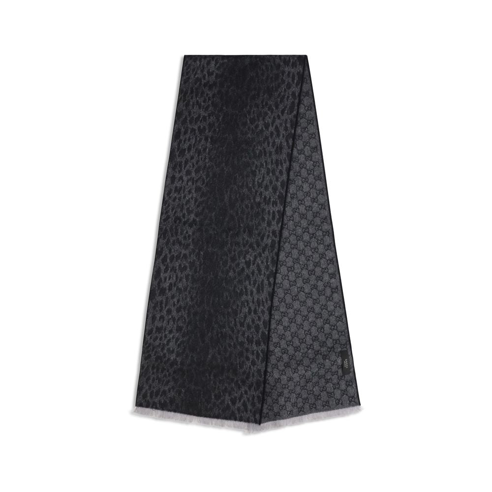 Écharpe Gucci femme en laine mérinos grise – GUA005HK3G2001360BB