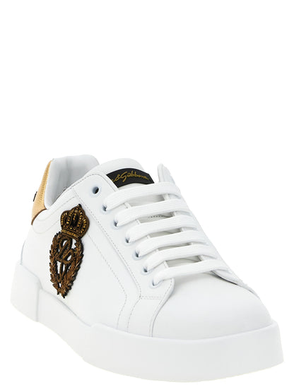 Baskets Dolce & Gabbana homme Portofino en cuir de veau blanc et doré – DO-343418