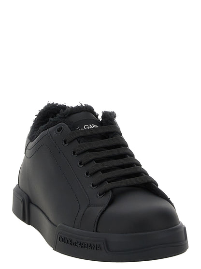 Baskets Dolce & Gabbana homme Portofino Light en cuir de veau noir – DO-343466